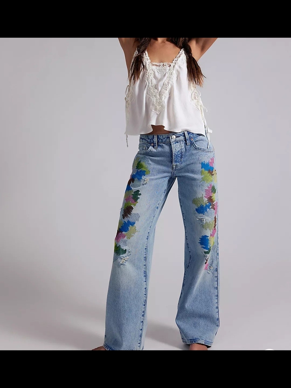 We The Free Tennessee Embroidered Low-Rise Jeans